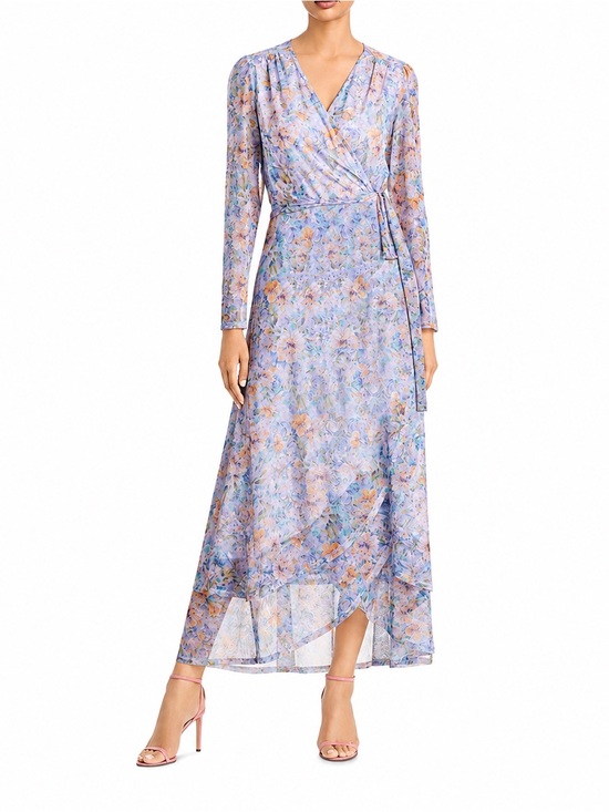 Laundry By Shelli Segal Dresses & Skirts - Laundry by Shelli Segal Floral Wrap Midi Maxi Dress Size 12 Long Sleeve Lined